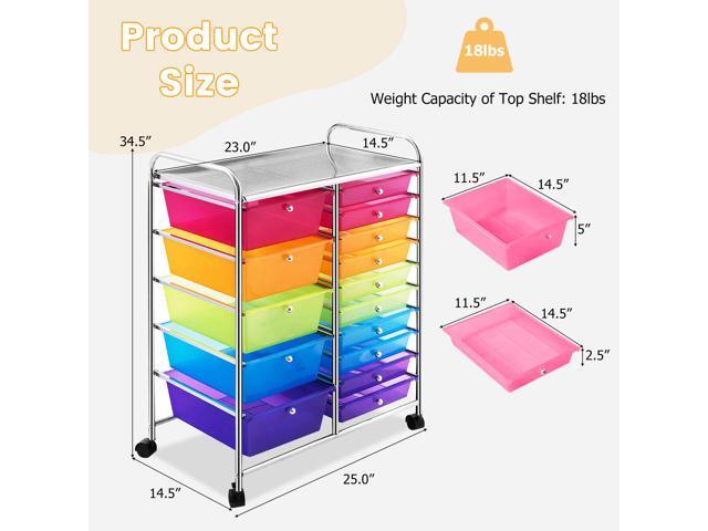 SlickBlue 15-Drawer Utility Rolling Organizer Cart Multi-Use Storage