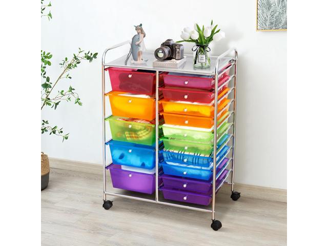 SlickBlue 15-Drawer Utility Rolling Organizer Cart Multi-Use Storage