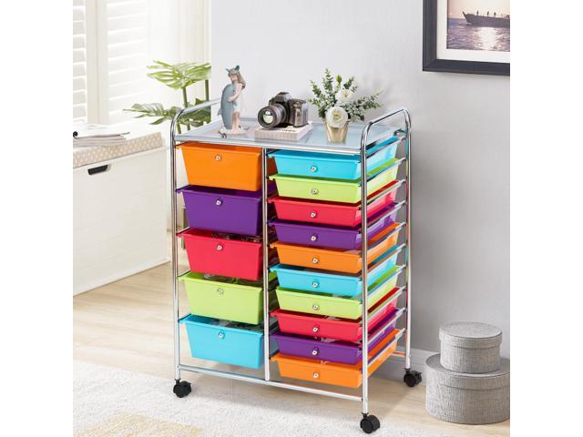 SlickBlue 15-Drawer Utility Rolling Organizer Cart Multi-Use Storage