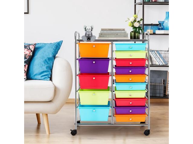 SlickBlue 15-Drawer Utility Rolling Organizer Cart Multi-Use Storage