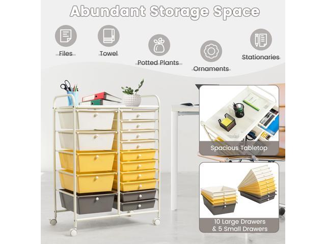 SlickBlue 15-Drawer Utility Rolling Organizer Cart Multi-Use Storage
