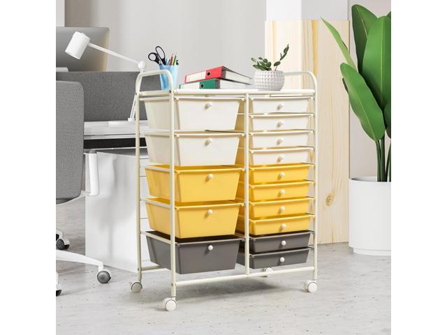 SlickBlue 15-Drawer Utility Rolling Organizer Cart Multi-Use Storage