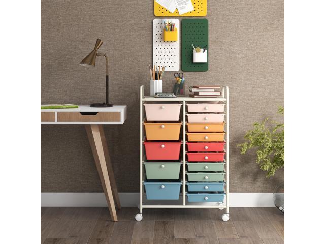 SlickBlue 15-Drawer Utility Rolling Organizer Cart Multi-Use Storage
