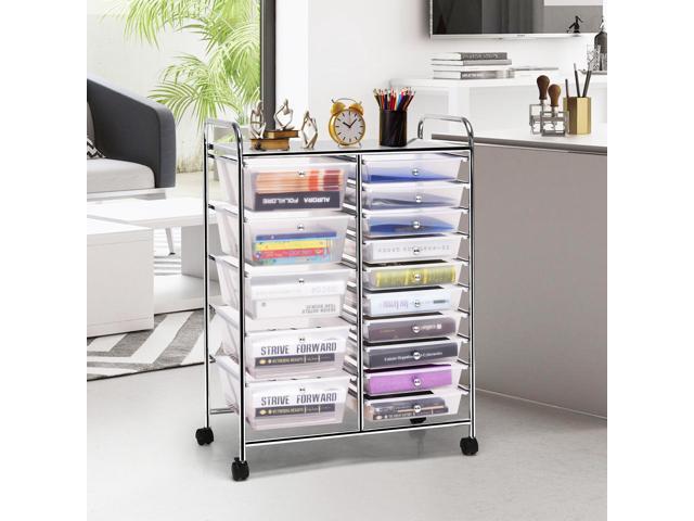 SlickBlue 15-Drawer Utility Rolling Organizer Cart Multi-Use Storage