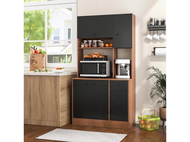 SlickBlue 71 Inch Kitchen Pantry with 3 Storage Cabinet and 3 Deep Drawers