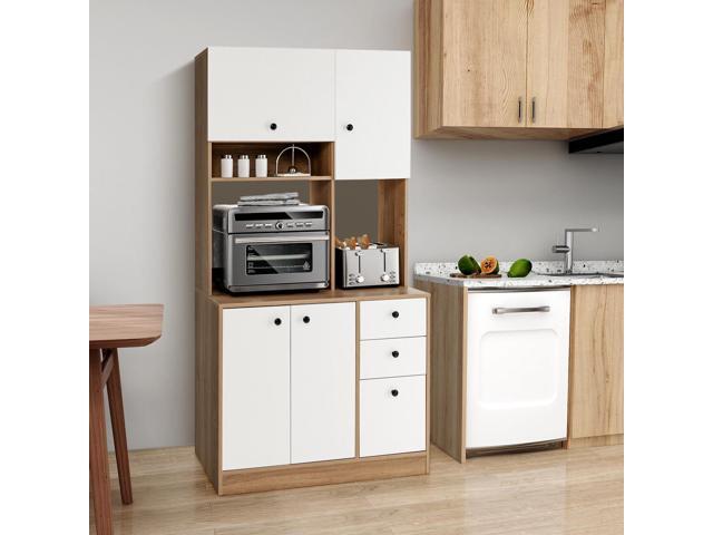 SlickBlue 71 Inch Kitchen Pantry with 3 Storage Cabinet and 3 Deep Drawers