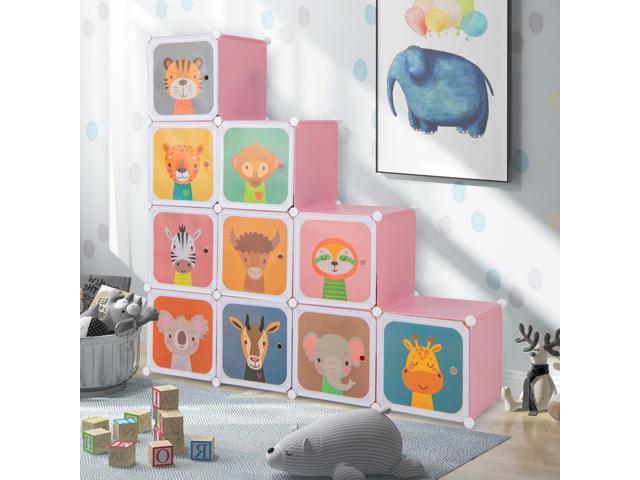 SlickBlue 12 Cube Kids Wardrobe Closet with Hanging Section and Doors