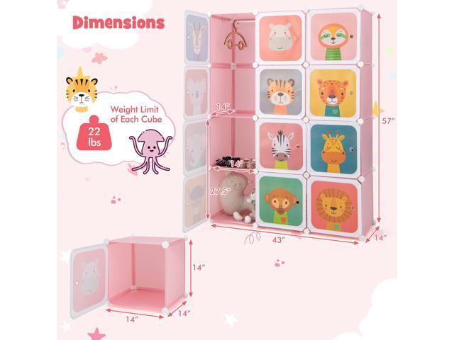 SlickBlue 12 Cube Kids Wardrobe Closet with Hanging Section and Doors