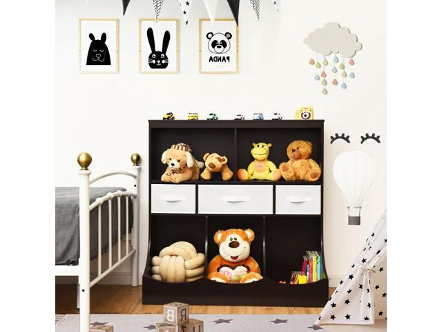 SlickBlue Freestanding Combo Cubby Bin Storage Organizer Unit W/3 Baskets