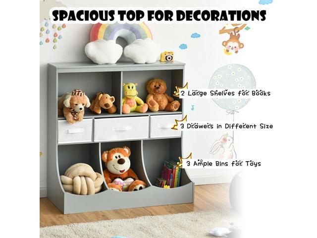 SlickBlue Freestanding Combo Cubby Bin Storage Organizer Unit W/3 Baskets