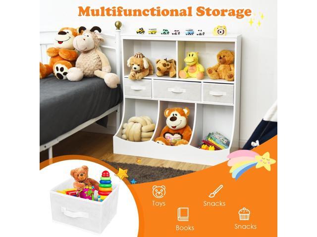 SlickBlue Freestanding Combo Cubby Bin Storage Organizer Unit W/3 Baskets