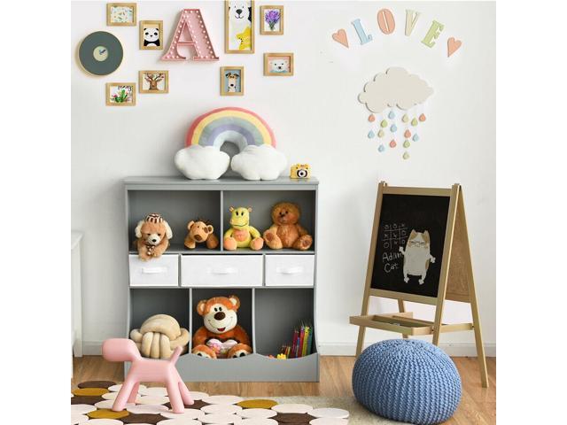 SlickBlue Freestanding Combo Cubby Bin Storage Organizer Unit W/3 Baskets
