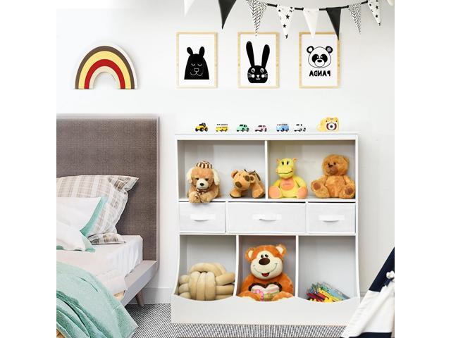 SlickBlue Freestanding Combo Cubby Bin Storage Organizer Unit W/3 Baskets