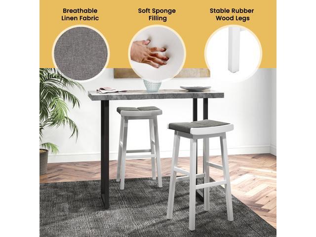 SlickBlue 2 Pieces 26/31.5 Inch Upholstered Saddle Barstools with Padded Cushions-31.5 inches