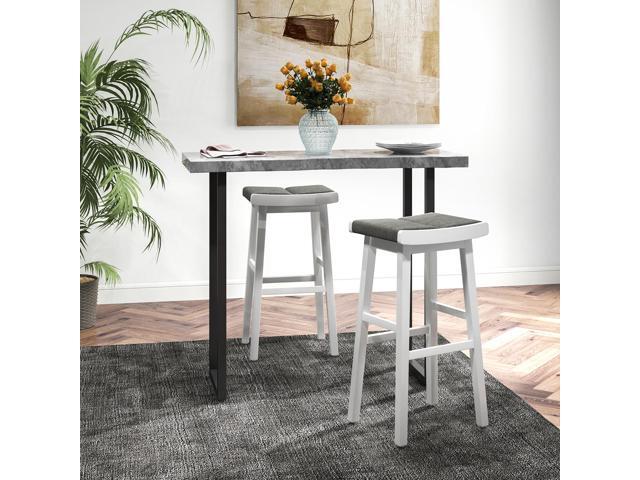 SlickBlue 2 Pieces 26/31.5 Inch Upholstered Saddle Barstools with Padded Cushions-31.5 inches