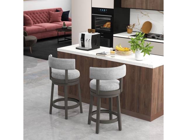 SlickBlue 27/31 Inch Swivel Bar Stool with Upholstered Back Seat and Footrest-27 inches