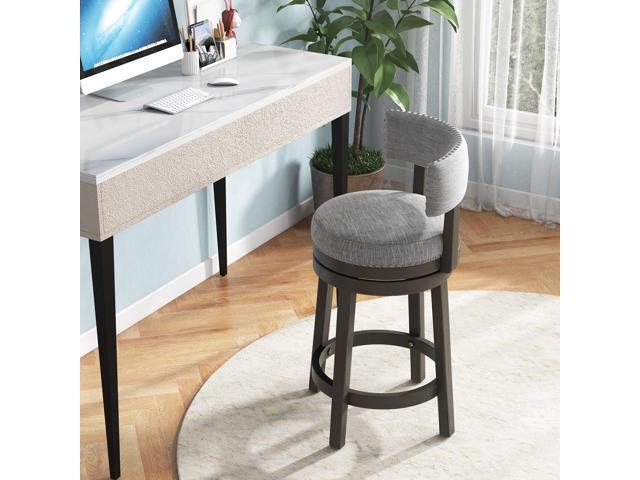 SlickBlue 27/31 Inch Swivel Bar Stool with Upholstered Back Seat and Footrest-27 inches