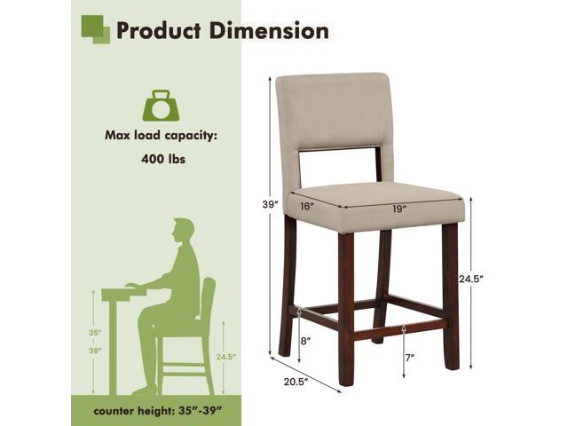 SlickBlue 2 Piece Bar Chair Set with Hollowed Back and Rubber Wood Legs