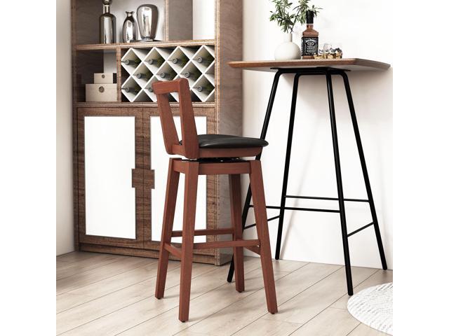 SlickBlue Swivel Upholstered PU Leather Stool with Backrest and Cushioned Seat-30.5 inches