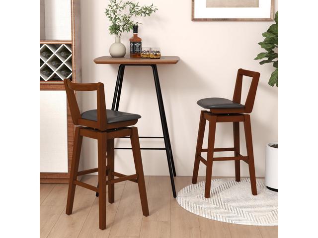 SlickBlue Swivel Upholstered PU Leather Stool with Backrest and Cushioned Seat-30.5 inches