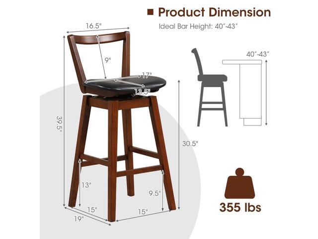 SlickBlue Swivel Upholstered PU Leather Stool with Backrest and Cushioned Seat-30.5 inches