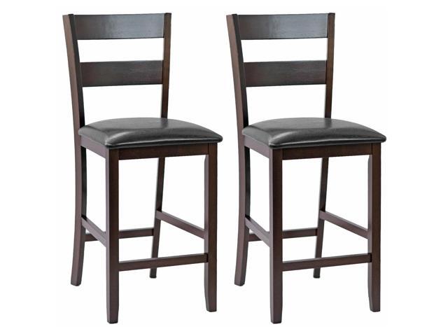 SlickBlue 2-Pieces Upholstered Bar Stools Counter Height Chairs with PU Leather Cover
