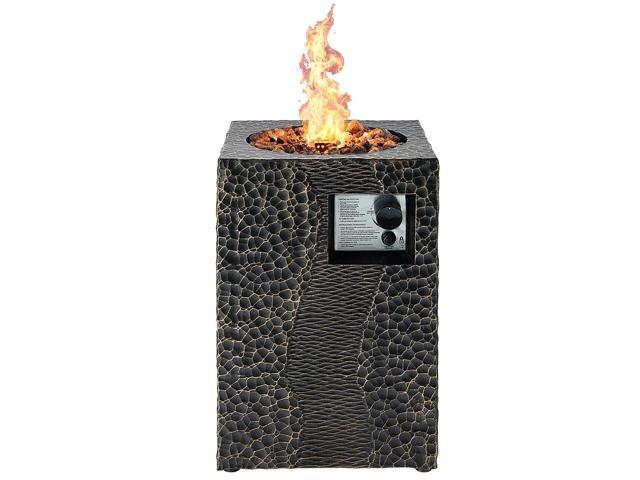 SlickBlue 16 Feet Square Outdoor Propane Fire Pit with Lava Rocks Waterproof Cover 30 000 BTU