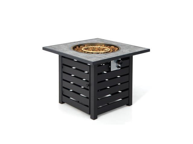 SlickBlue Square Propane Fire Pit Table with Lava Rocks and Rain Cover