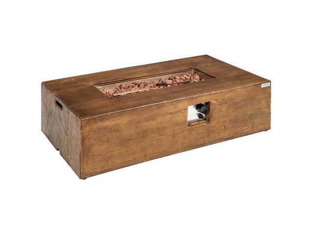 SlickBlue 48 x 27 Inch Outdoor Gas Fire Pit Table 50 000 BTU with Lava Rocks and Cover