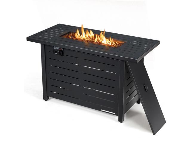 SlickBlue 42 Inch 60 000 BTU Rectangular Propane Fire Pit Table with Waterproof Cover
