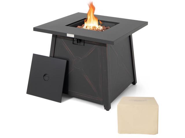 SlickBlue 30 Inch Square Propane Gas Fire Table with Waterproof Cover