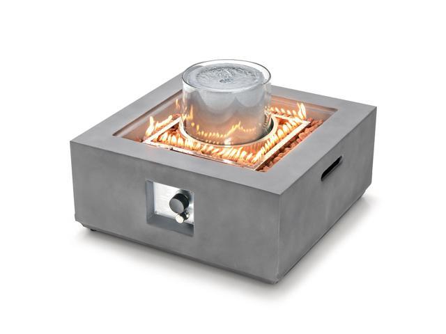 SlickBlue 28 Inch 50000 BTU Patio Square Propane Fire Pit with PVC Cover-Gray