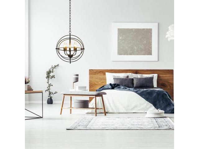 SlickBlue 20 Inch 5 Lights Metal Chandelier with Pivoting Interlocking Rings