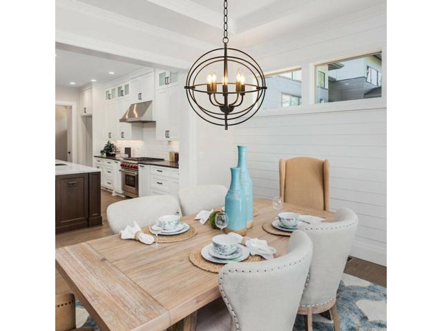 SlickBlue 20 Inch 5 Lights Metal Chandelier with Pivoting Interlocking Rings
