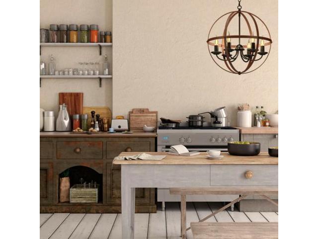 SlickBlue 6-Light Orb Chandelier Rustic Vintage Ceiling Lamp