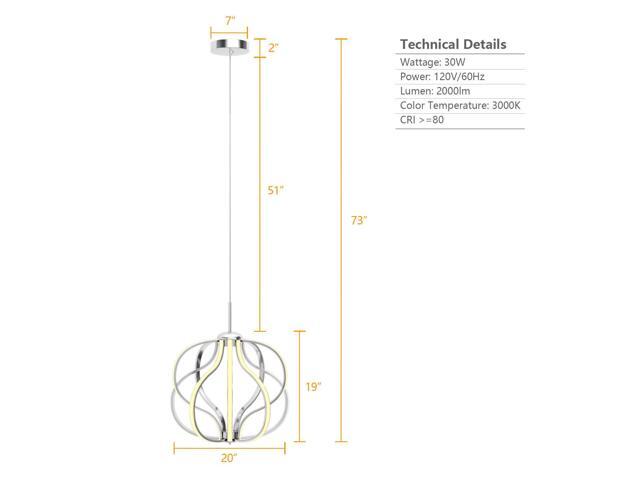 SlickBlue Modern Dimmable Warm White LED Chandelier