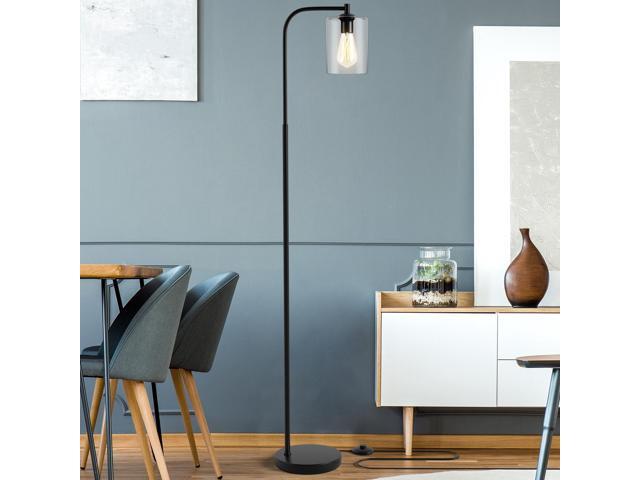 SlickBlue Industrial Floor Lamp with Glass Shade-Black