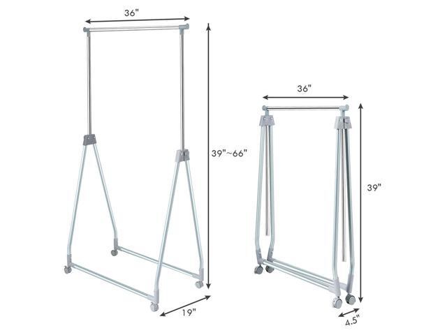 SlickBlue Extendable Foldable Heavy Duty Clothing Rack with Hanging Rod