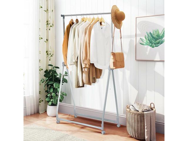 SlickBlue Extendable Foldable Heavy Duty Clothing Rack with Hanging Rod