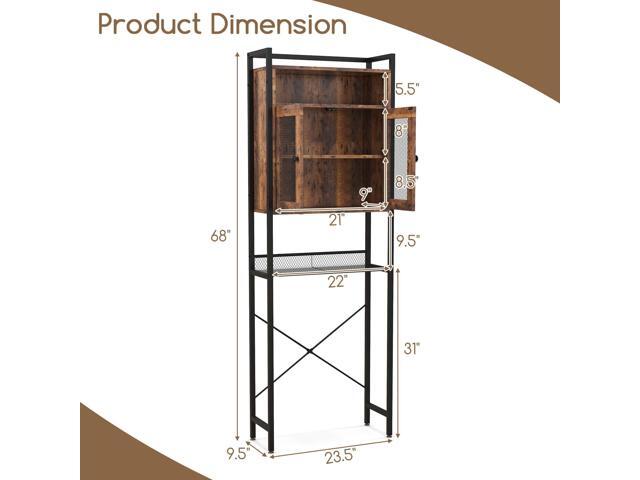 SlickBlue Over-The-Toilet Storage Cabinet with Heavy-Duty Metal Frame 2-door Freestanding-Rustic Brown