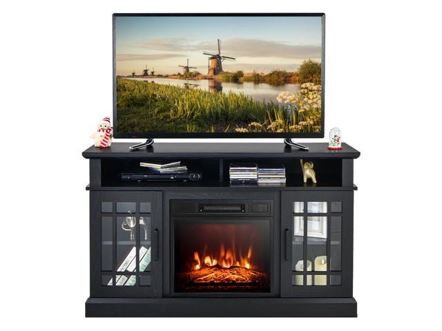 SlickBlue 48 Inch Electric Fireplace TV Stand with Cabinets for TVs Up to 55 Inch-Black