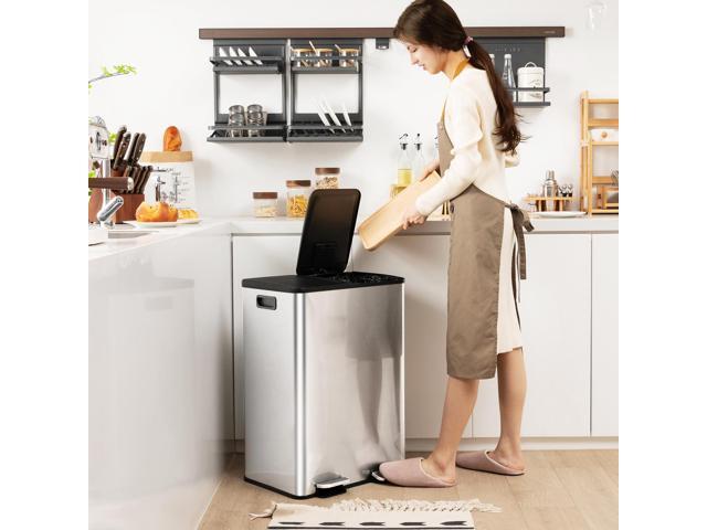 SlickBlue 2 x 8 Gal Dual Compartment Trash Can