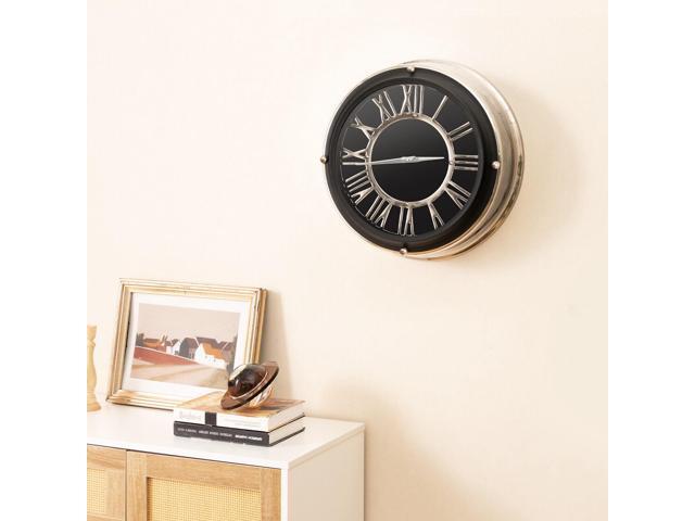 SlickBlue 13.5 Inch Silent Wall Clock with Silver Frame