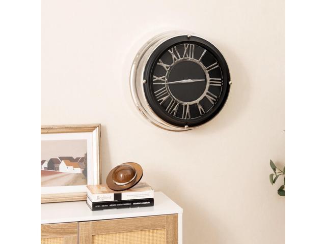 SlickBlue 13.5 Inch Silent Wall Clock with Silver Frame