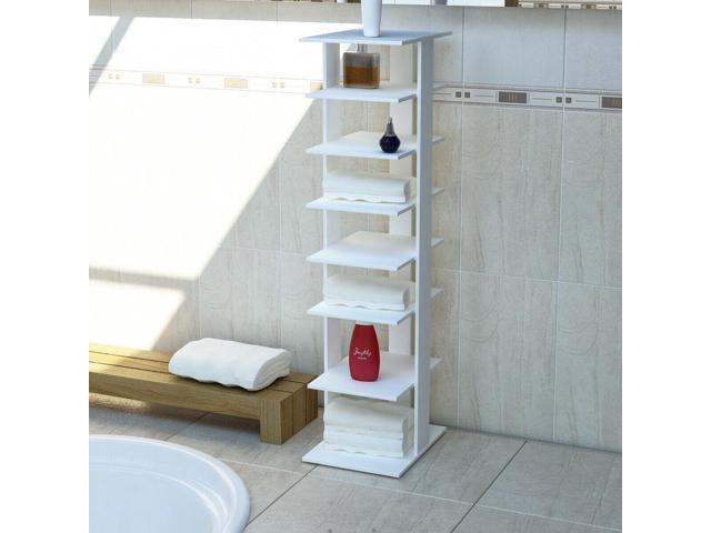 SlickBlue Wooden Shoes Storage Stand 7 Tiers Shoe Rack Organizer Multi-shoe Rack Shoebox-White