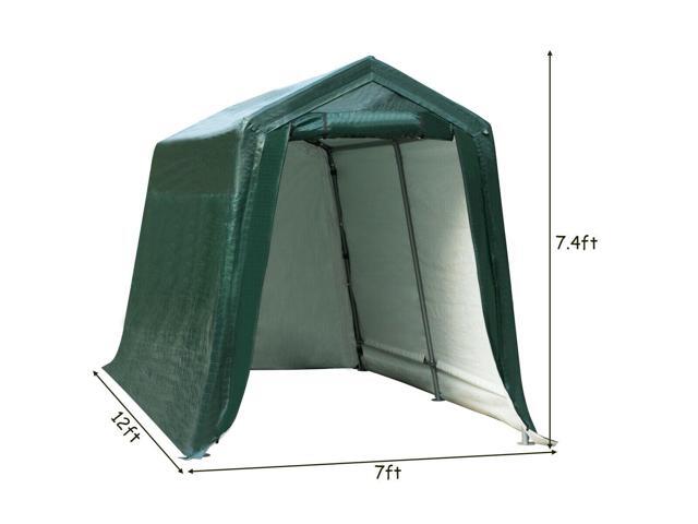 SlickBlue Outdoor Carport Shed with Sidewalls and Waterproof Ripstop Cover-7 x 12 ft