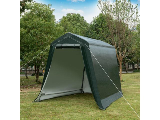 SlickBlue Outdoor Carport Shed with Sidewalls and Waterproof Ripstop Cover-6 x 8 ft
