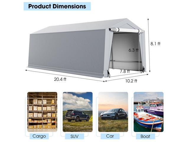 SlickBlue Outdoor Heavy-Duty Carport with 2 Doors-10 x 20 ft
