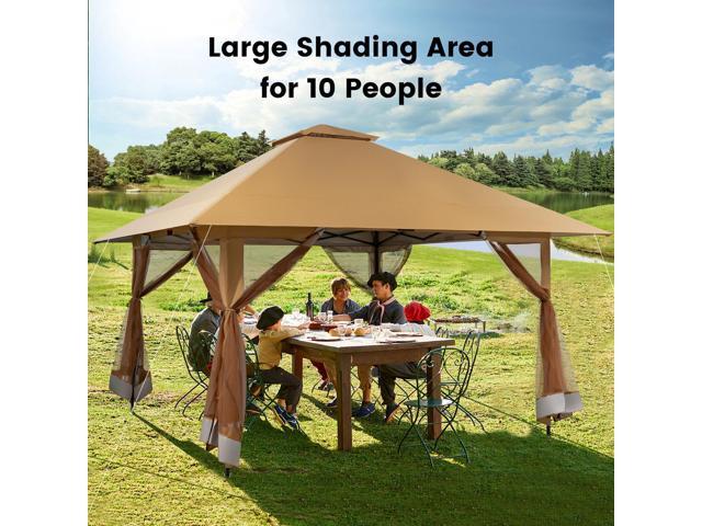 SlickBlue 13 x 13 Feet Pop-up Instant Canopy Tent with Mesh Sidewall