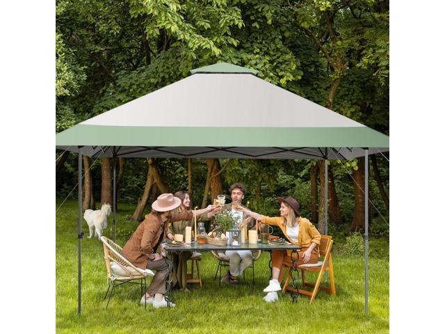 SlickBlue 13 x 13 Feet Pop-Up Patio Canopy Tent with Shelter and Wheeled Bag-Gray